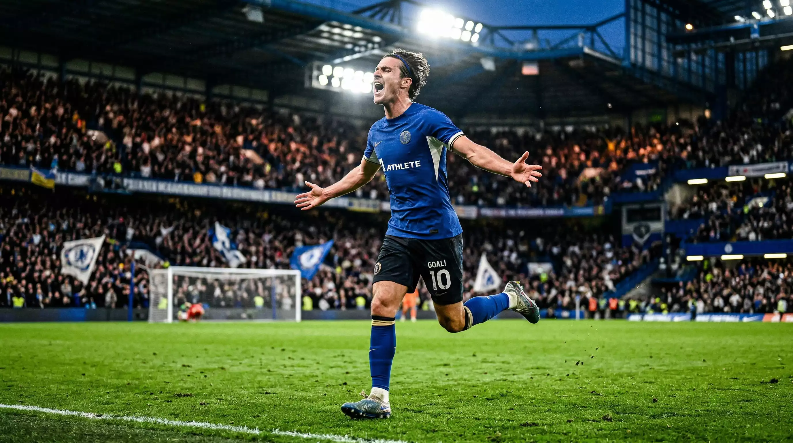 Attaccante che esulta dopo aver segnato un gol