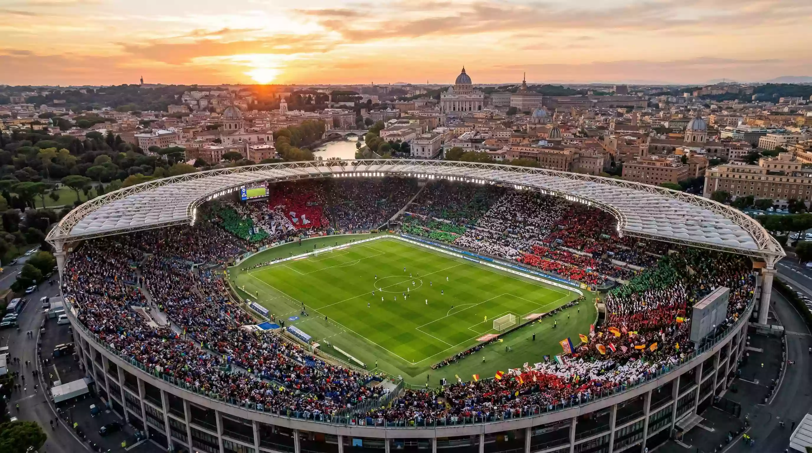 Stadio italiano durante una partita di Serie A
