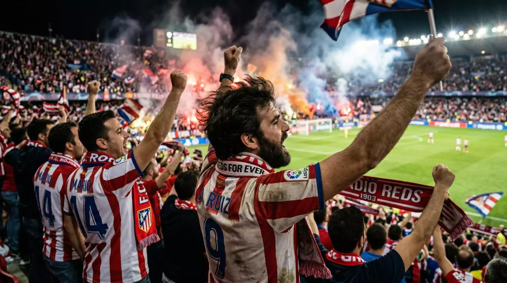 Derby di calcio con tifosi allo stadio