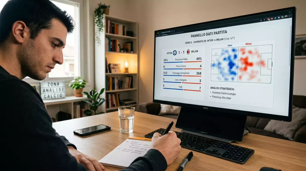 Scommettitore esperto analizza partite di calcio