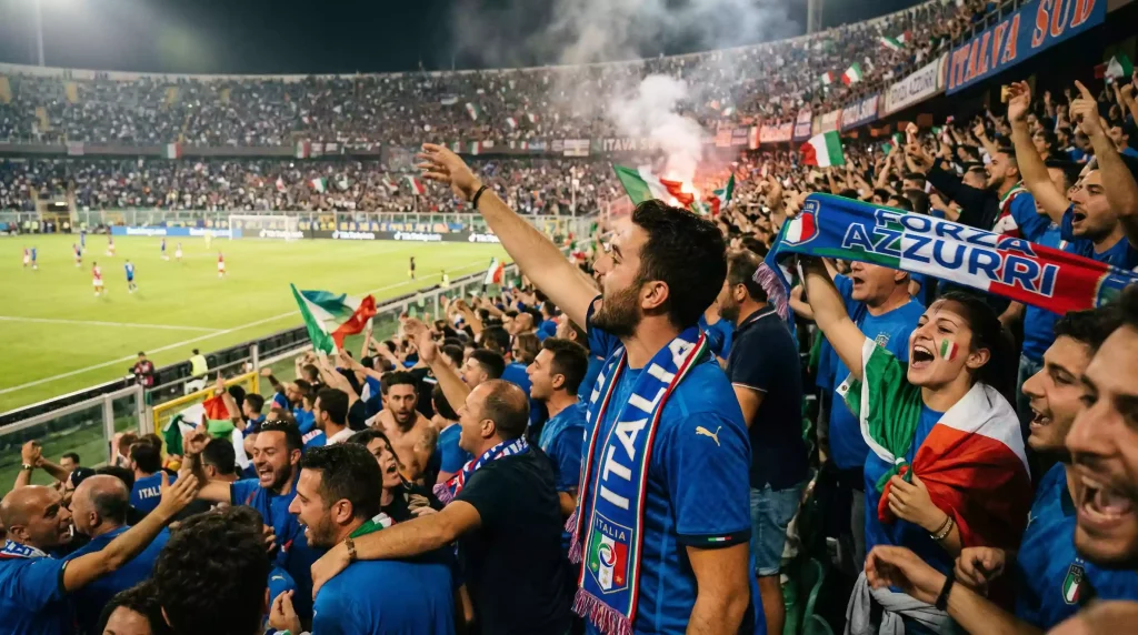 Tifosi allo stadio durante una partita di calcio